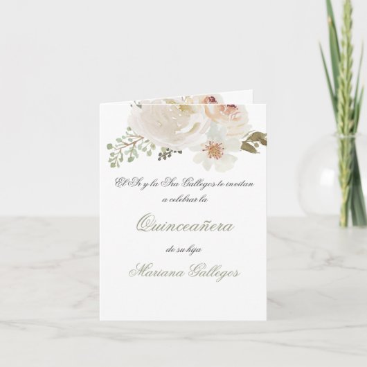 Blume Quinceanera Einladung (Vorderseite)