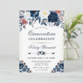 Blume Quinceanera Einladung (Stehend Vorderseite)