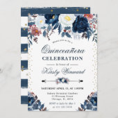 Blume Quinceanera Einladung (Vorne/Hinten)