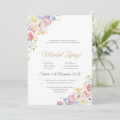 Blume Quinceanera Einladung (Stehend Vorderseite)