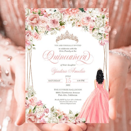 Blume Quinceañera Einladung