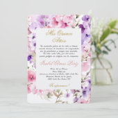 Blume quinceañera einladung (Stehend Vorderseite)