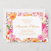Blume QUINCEAÑERA, rosa und orange Einladung (Vorderseite)