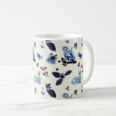 Blume Rabbit Monkey Blau Vintag Kaffeetasse (VorderseiteRechts)