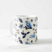 Blume Rabbit Monkey Blau Vintag Kaffeetasse (Vorderseite Links)