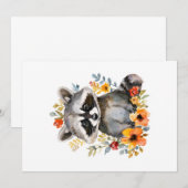 Blume Raccoon Einladung (Vorne/Hinten)