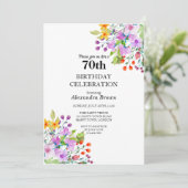 Blume Rahmen 70. Geburtstag Foto Party Einladung (Stehend Vorderseite)