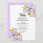 Blume Rahmen 70. Geburtstag Foto Party Einladung (Vorne/Hinten)