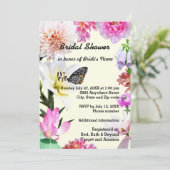 Blume Rahmen & Butterfly Bridal Dusche Einladung (Stehend Vorderseite)