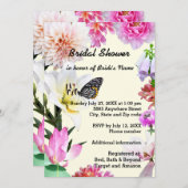Blume Rahmen & Butterfly Bridal Dusche Einladung (Vorne/Hinten)