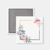 Blume rahmen florale Rahmen Rose Blätter Magnet (Vorderseite/Rückseite)