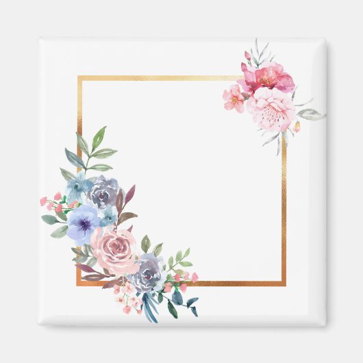 Blume rahmen florale Rahmen Rose Blätter Magnet (Vorne)