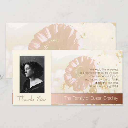 Blume Rahmen Foto Beileid Vielen Dank P Dankeskarte (Vorne/Hinten)