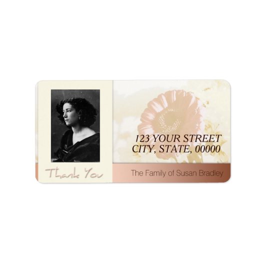 Blume Rahmen Foto Familie Danke Label Adressaufkleber (Vorne)