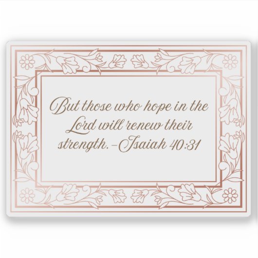 Blume Rahmen mit Bibelverse Isaiah 40:31 Aufkleber (Vorderseite)
