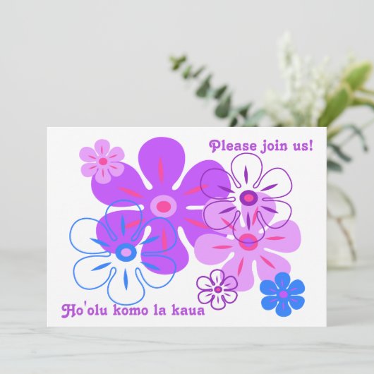 Blume Rain Tropical Luau Einladung (Stehend Vorderseite)