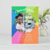 Blume Rainbow Foto Graduation Party Einladung (Stehend Vorderseite)