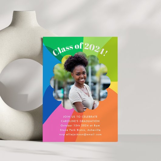 Blume Rainbow Foto Graduation Party Einladung