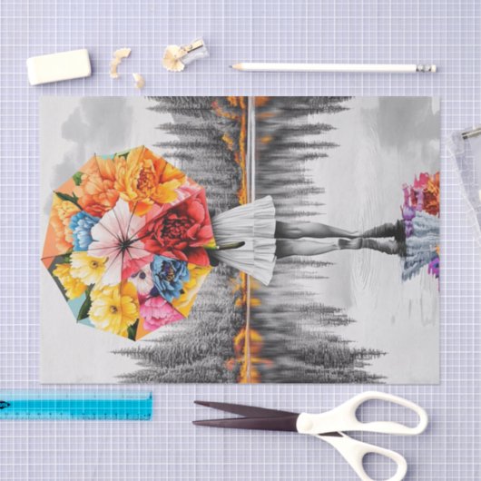 Blume Raindrops1 Seidenpapier (Handwerk)