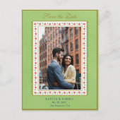 Blume Rand Minze Grün Foto Rett The Day Ankündigungspostkarte (Vorderseite)