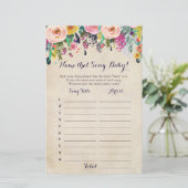 Blume Raten Sie das Baby Song Baby Shower Game (Stehend Vorderseite)