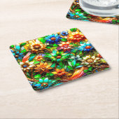 Blume Rechteckiger Pappuntersetzer (angewinkelt)