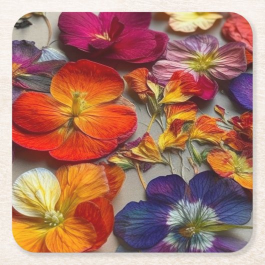 Blume Rechteckiger Pappuntersetzer (Vorderseite)