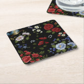 Blume Rechteckiger Pappuntersetzer (angewinkelt)