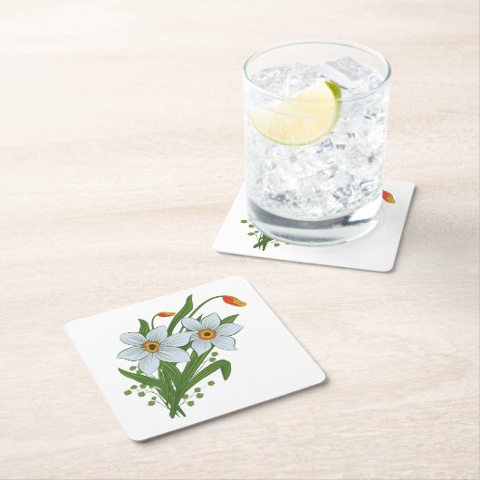 Blume Rechteckiger Pappuntersetzer (Vor Ort)