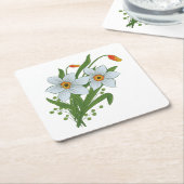 Blume Rechteckiger Pappuntersetzer (angewinkelt)