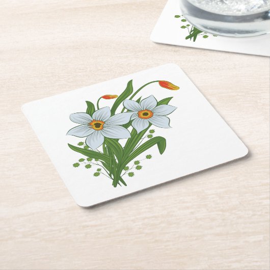 Blume Rechteckiger Pappuntersetzer (angewinkelt)