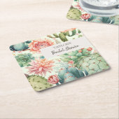 Blume Rechteckiger Pappuntersetzer (angewinkelt)