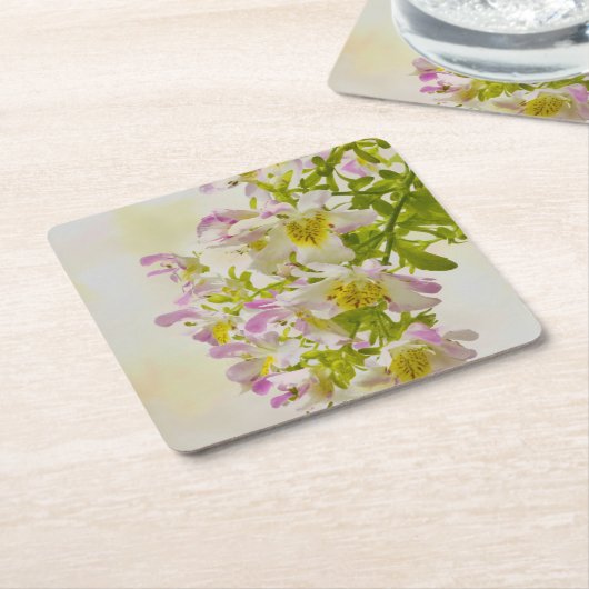 Blume Rechteckiger Pappuntersetzer (angewinkelt)