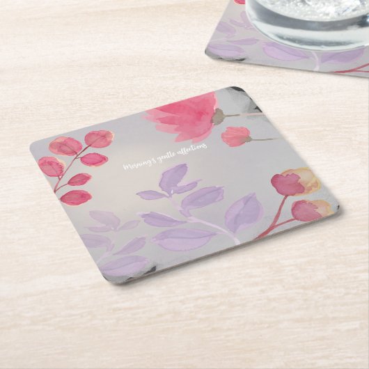 Blume Rechteckiger Pappuntersetzer (angewinkelt)