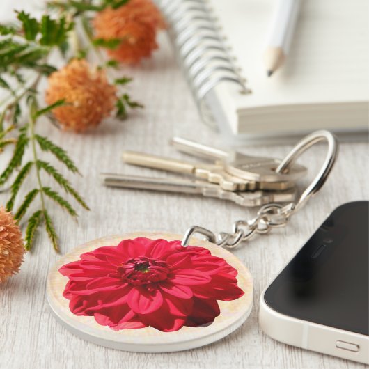 Blume Red Dahlia Foto Schlüsselanhänger (Vorderseite rechts)
