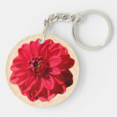 Blume Red Dahlia Foto Schlüsselanhänger (Rückseite)