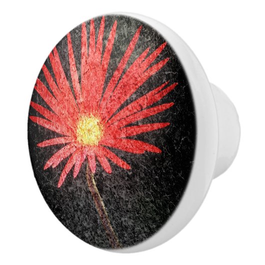 Blume Red Daisy Keramikknauf (Rechts)