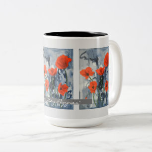 Blume Red Poppies Art Zweifarbige Tasse