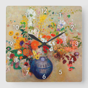 Blume, Redon Quadratische Wanduhr