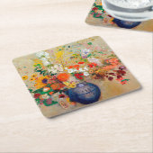 Blume, Redon Rechteckiger Pappuntersetzer (angewinkelt)