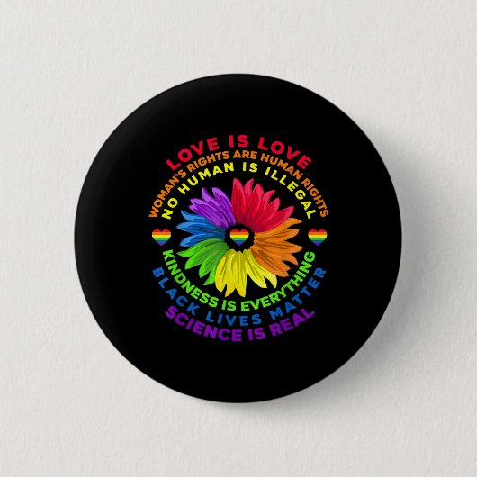Blume Regenbogen Menschenrechte LGBT Liebe ist Lie Button (Vorderseite)