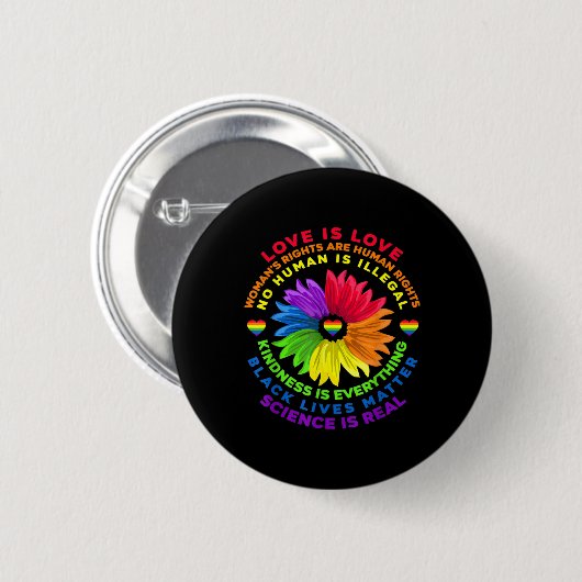 Blume Regenbogen Menschenrechte LGBT Liebe ist Lie Button (Vorne & Hinten)