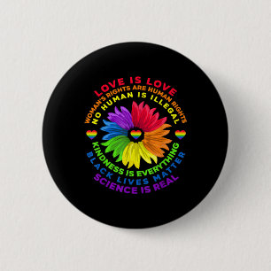 Blume Regenbogen Menschenrechte LGBT Liebe ist Lie Button