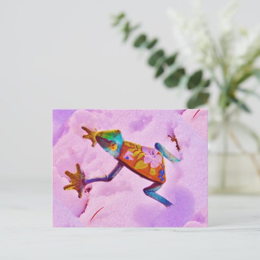 Blume Regenbogenfrosch auf Orchideenschnee Postkarte (Stehend Vorderseite)