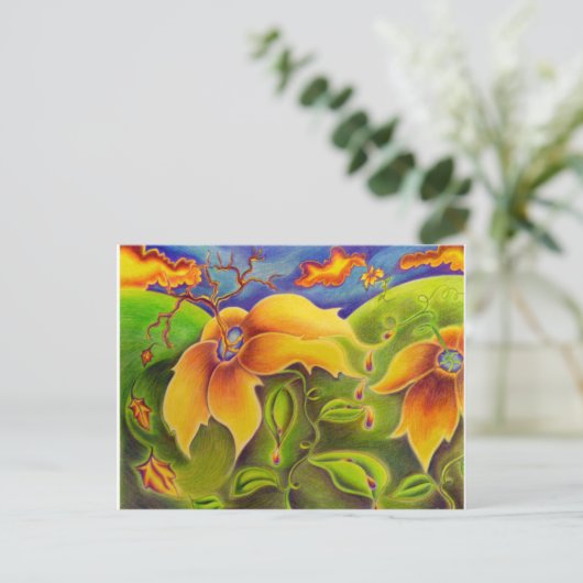 Blume Reise Postkarte (Stehend Vorderseite)