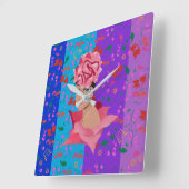 Blume Renewal Bright Floral Girl Quadratische Wanduhr (Winkel)