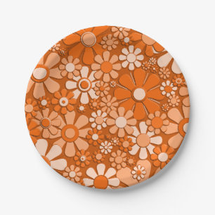 Blume Retro 60er 70er Blumenmuster Pappteller