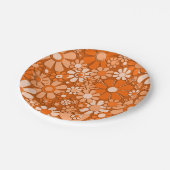 Blume Retro 60er 70er Blumenmuster Pappteller (Schrägansicht)