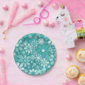 Blume Retro 60er 70er Blumenmuster Pappteller (Party)