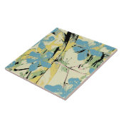Blume Retro blau und gelb Fliese (Seite)